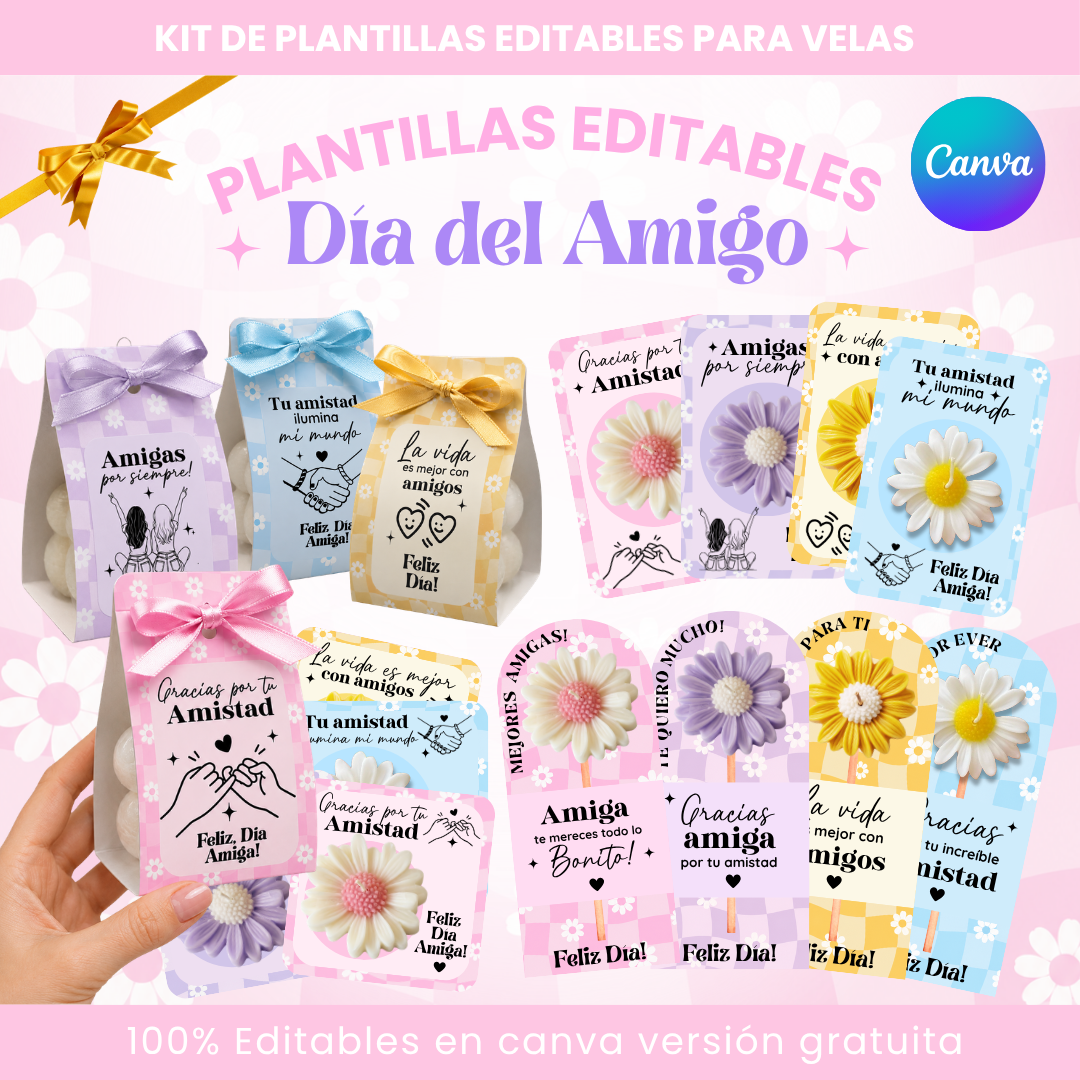 Plantillas para Velas Día del Amigo